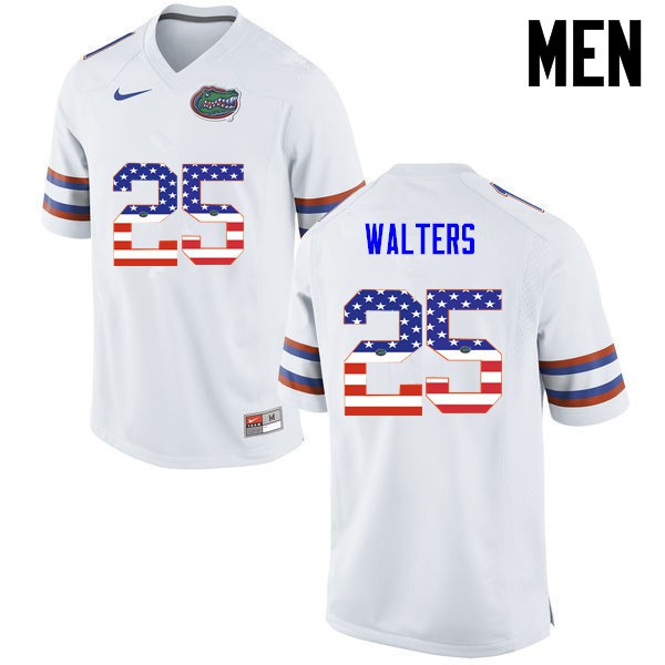 Florida Gators Men #25 Brady Walters College Football USA Flag Fashion White